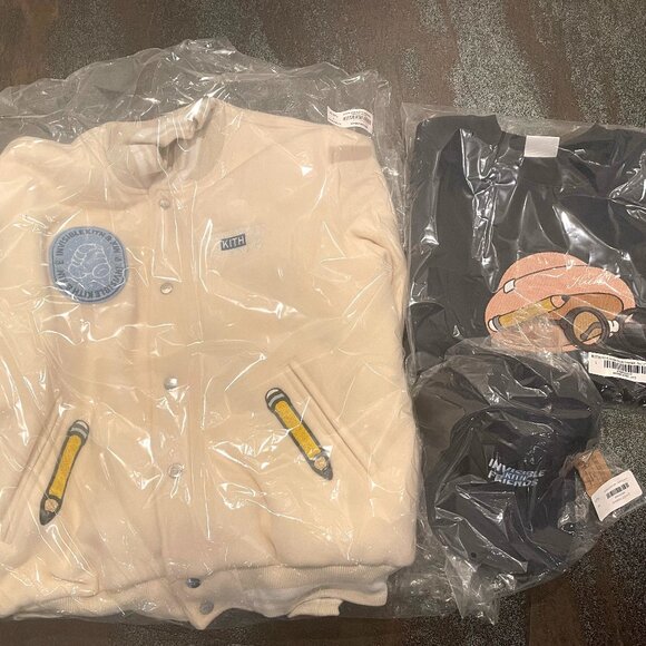 Kith x Invisible Friends Varsity Jacket + Crewneck + Cap // Size L